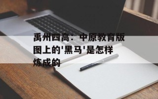 禹州四高：中原教育版图上的'黑马'是怎样炼成的