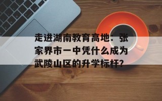 走进湖南教育高地：张家界市一中凭什么成为武陵山区的升学标杆？