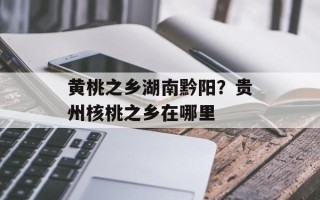 黄桃之乡湖南黔阳？贵州核桃之乡在哪里