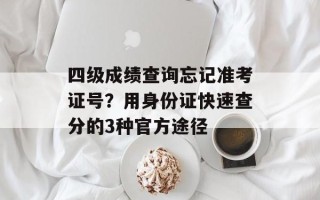 四级成绩查询忘记准考证号？用身份证快速查分的3种官方途径