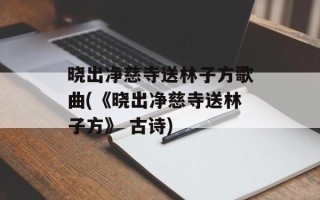 晓出净慈寺送林子方歌曲(《晓出净慈寺送林子方》 古诗)