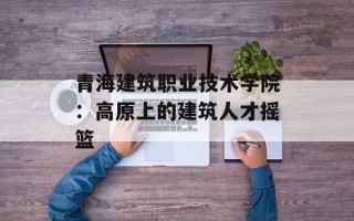 青海建筑职业技术学院：高原上的建筑人才摇篮