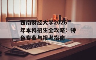 西南财经大学2026年本科招生全攻略：特色专业与报考指南