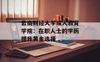 云南财经大学成人教育学院：在职人士的学历提升黄金选择