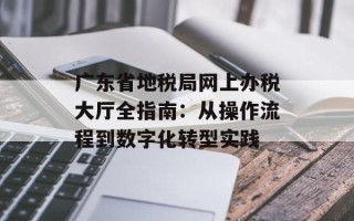 广东省地税局网上办税大厅全指南：从操作流程到数字化转型实践