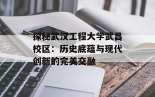 探秘武汉工程大学武昌校区：历史底蕴与现代创新的完美交融