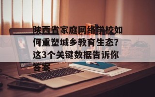 陕西省家庭网络学校如何重塑城乡教育生态？这3个关键数据告诉你答案