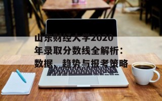 山东财经大学2020年录取分数线全解析：数据、趋势与报考策略