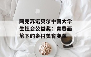 阿克苏诺贝尔中国大学生社会公益奖：青春画笔下的乡村美育变革