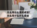 什么耳什么聋的成语？什么耳什么什么成语