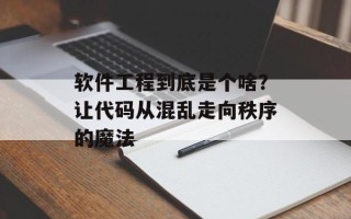 软件工程到底是个啥？让代码从混乱走向秩序的魔法