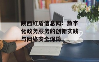 陕西红盾信息网：数字化政务服务的创新实践与网络安全保障