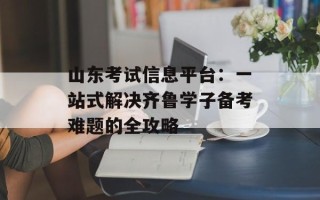 山东考试信息平台：一站式解决齐鲁学子备考难题的全攻略