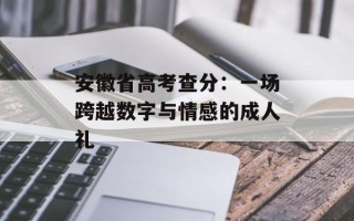 安徽省高考查分：一场跨越数字与情感的成人礼