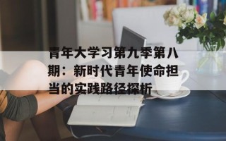 青年大学习第九季第八期：新时代青年使命担当的实践路径探析