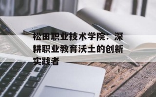 松田职业技术学院：深耕职业教育沃土的创新实践者