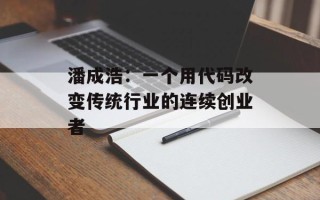 潘成浩：一个用代码改变传统行业的连续创业者