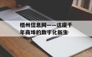 梧州信息网——这座千年商埠的数字化新生