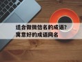 适合做微信名的成语？寓意好的成语网名