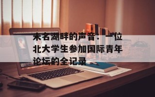 未名湖畔的声音：一位北大学生参加国际青年论坛的全记录