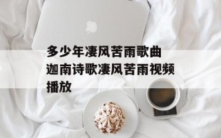 多少年凄风苦雨歌曲 迦南诗歌凄风苦雨视频播放