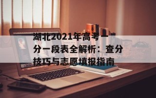 湖北2021年高考一分一段表全解析：查分技巧与志愿填报指南