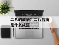 二八的成语？二八后面是什么成语