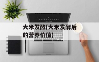 大米发酵(大米发酵后的营养价值)