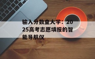 输入分数查大学：2025高考志愿填报的智能导航仪