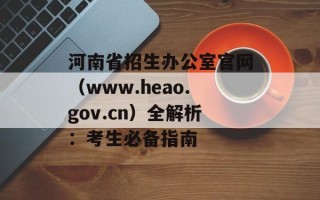河南省招生办公室官网（www.heao.gov.cn）全解析：考生必备指南