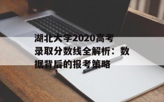 湖北大学2020高考录取分数线全解析：数据背后的报考策略