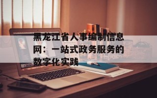黑龙江省人事编制信息网：一站式政务服务的数字化实践
