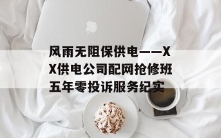 风雨无阻保供电——XX供电公司配网抢修班五年零投诉服务纪实