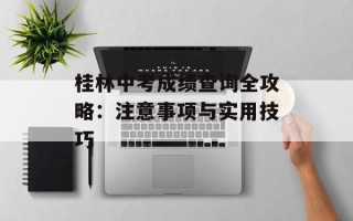 桂林中考成绩查询全攻略：注意事项与实用技巧