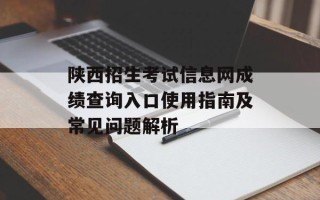 陕西招生考试信息网成绩查询入口使用指南及常见问题解析