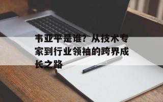 韦亚平是谁？从技术专家到行业领袖的跨界成长之路