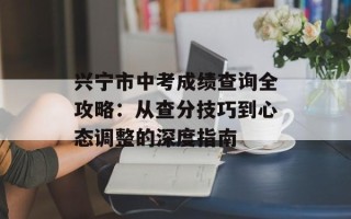 兴宁市中考成绩查询全攻略：从查分技巧到心态调整的深度指南