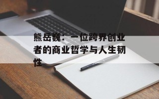 熊岳巍：一位跨界创业者的商业哲学与人生韧性