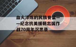血火淬炼的民族脊梁——纪念抗美援朝出国作战70周年沉思录