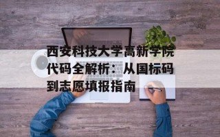 西安科技大学高新学院代码全解析：从国标码到志愿填报指南