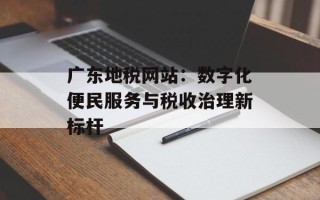 广东地税网站：数字化便民服务与税收治理新标杆