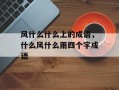 风什么什么上的成语，什么风什么雨四个字成语