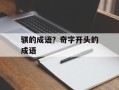 骐的成语？奇字开头的成语