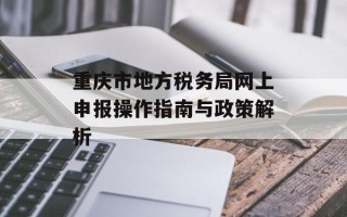 重庆市地方税务局网上申报操作指南与政策解析