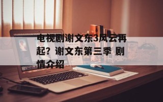 电视剧谢文东3风云再起？谢文东第三季 剧情介绍