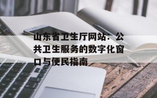 山东省卫生厅网站：公共卫生服务的数字化窗口与便民指南