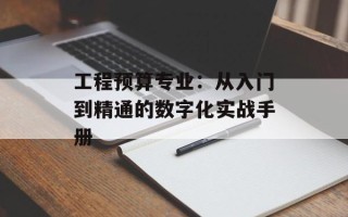 工程预算专业：从入门到精通的数字化实战手册