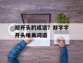 郑开头的成语？郑字字开头唯美词语