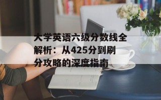 大学英语六级分数线全解析：从425分到刷分攻略的深度指南