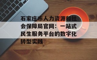 石家庄市人力资源和社会保障局官网：一站式民生服务平台的数字化转型实践